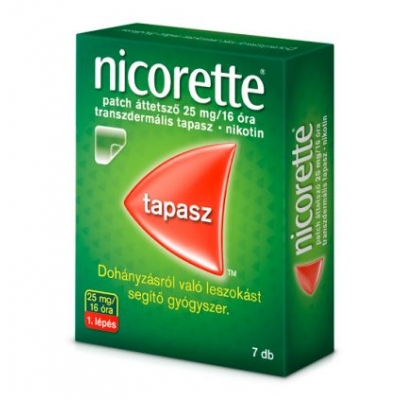 Nicorette patch áttetsző 25 mg/16 óra nikotinpótló, <br>dohányzásról leszoktató tapasz 7 db